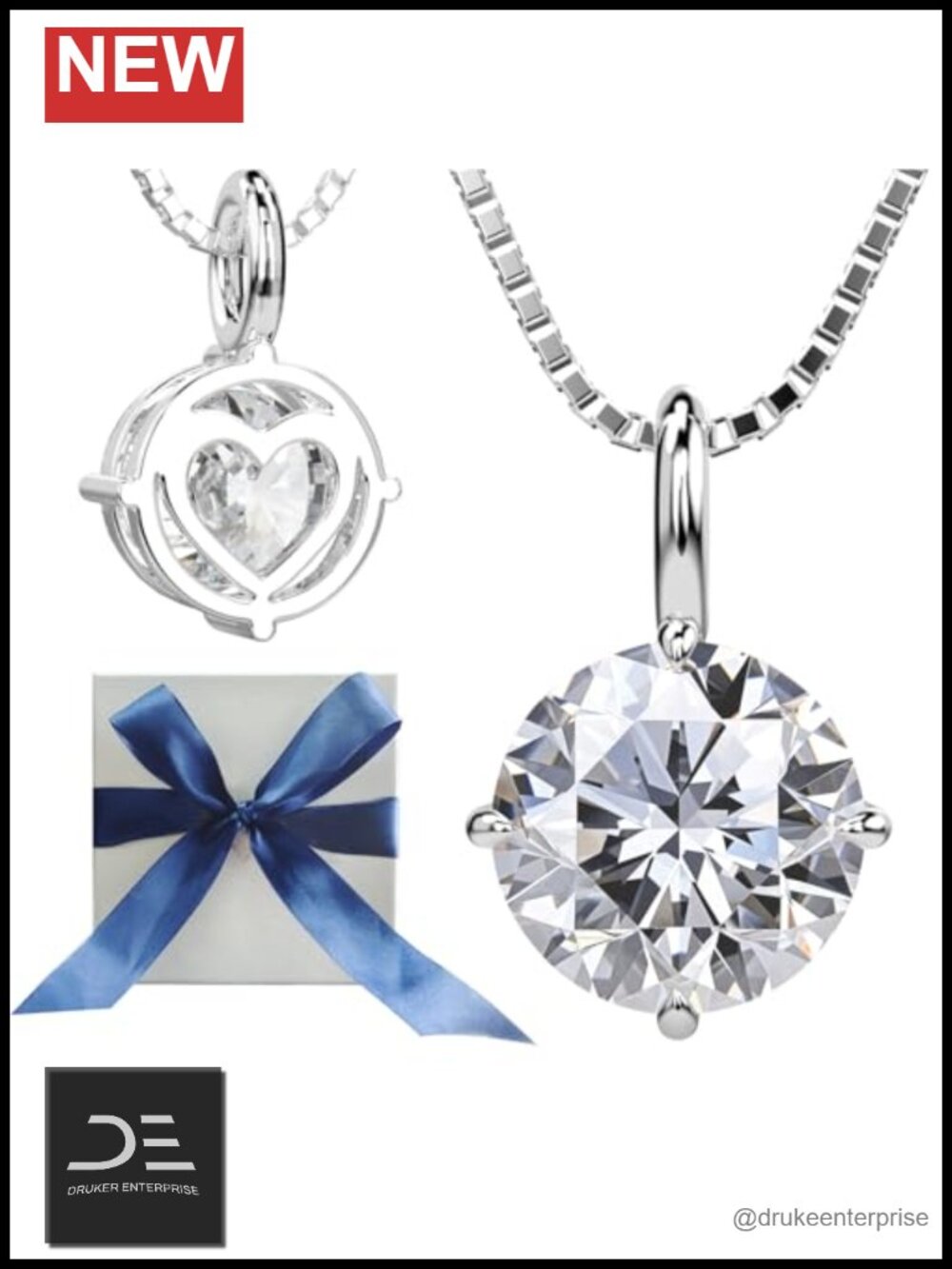 Moissanite Pendant Necklace Sterling Silver 925 for Women Wedding Gift